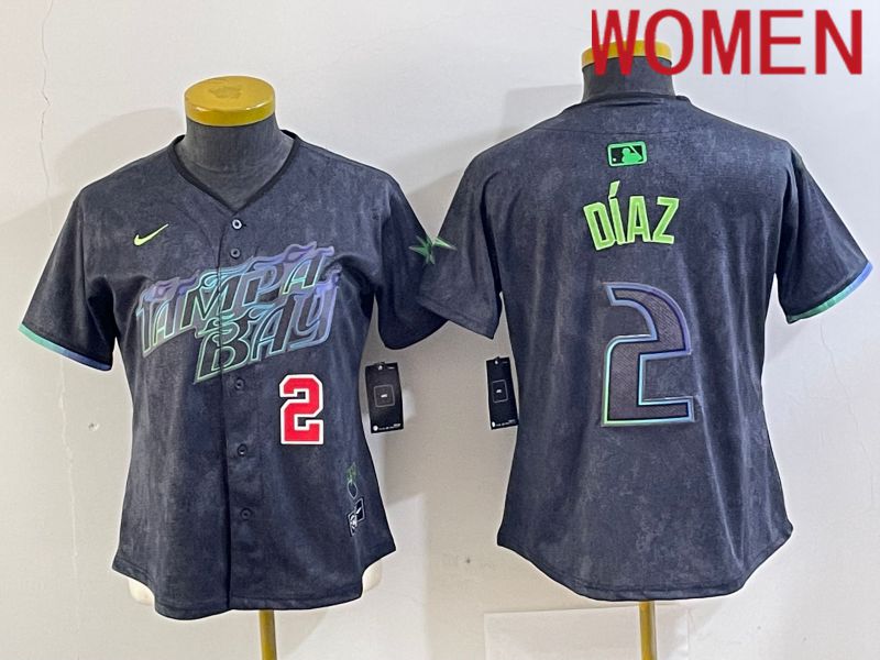 Women Tampa Bay Rays 2 Diaz Nike MLB Limited City Connect Black 2024 Jersey style 3